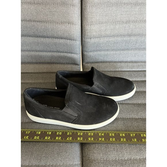 ECCO Womens Soft Classic Comfort Slip On Sneaker Black Nubuck Leather Size 4-4.5 - Picture 5 of 7